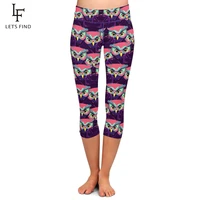 letsfind 2019 summer new hot owl printing pants women fitness capri legging high waist plus size stretchy trousers