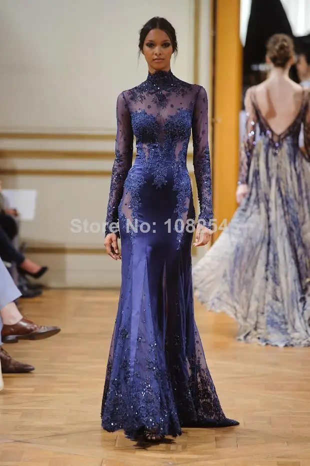 New Arrival High Neck Zuhair Murad Evening gowns 2014 Purple Mermaid Prom Backless | Свадьбы и торжества