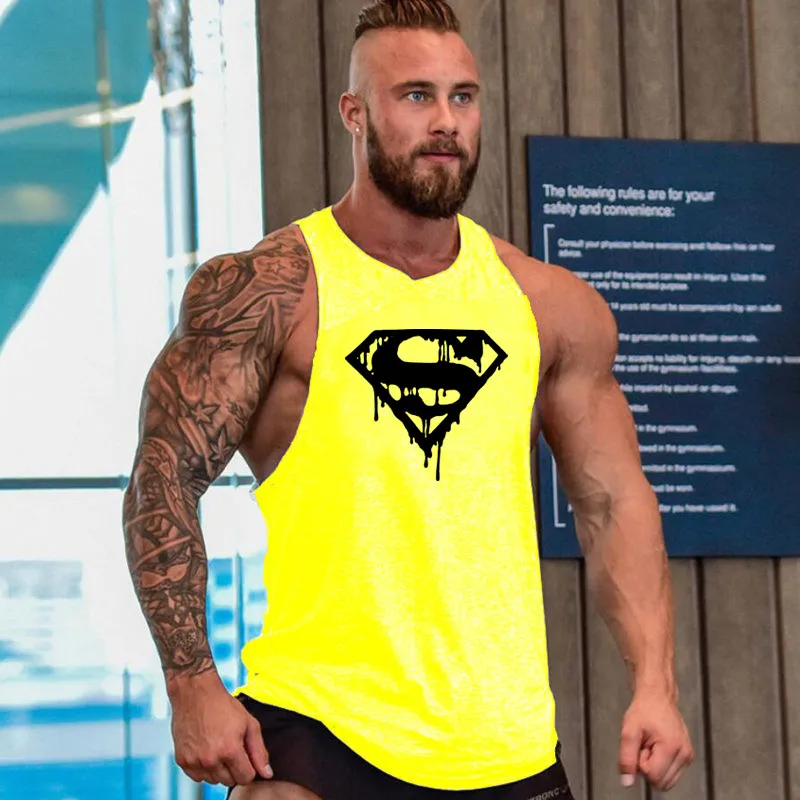 16 Новое поступление для бодибилдинга tanktop Superman Gym рубашка без рукавов Мужская майка для фитнеса Спортивная тренировочная майка для бега - Цвет: 16