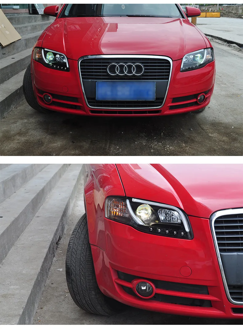 Автомобильный Стайлинг для Audi A4 B7 фары 2005-2008 A4 B7 светодиодный фары DRL Объектив Двойной Луч H7 спрятал bi Xenon объектива