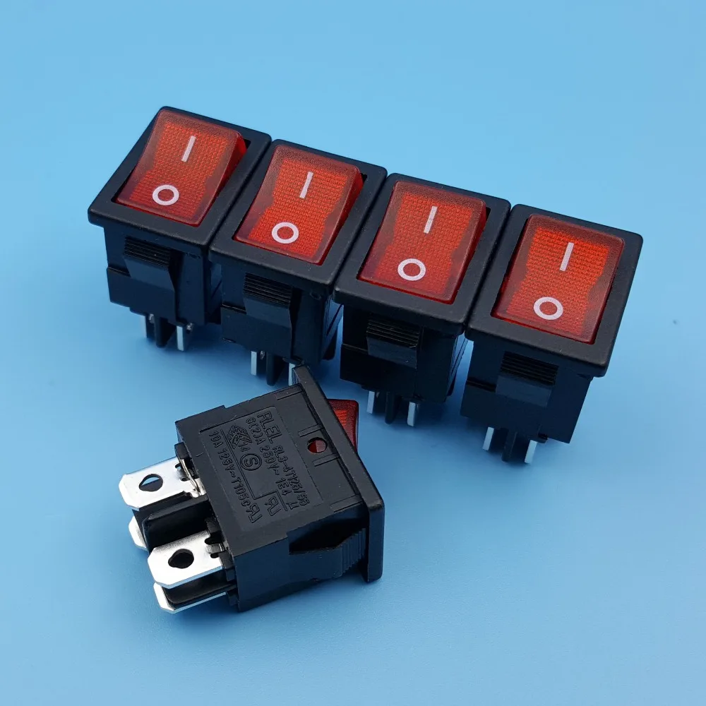 10 шт. RLEIL RL3-4 красная лампа 4Pin ВКЛ-ВЫКЛ поддерживается DPST мини кулисный переключатель 10A 125VAC