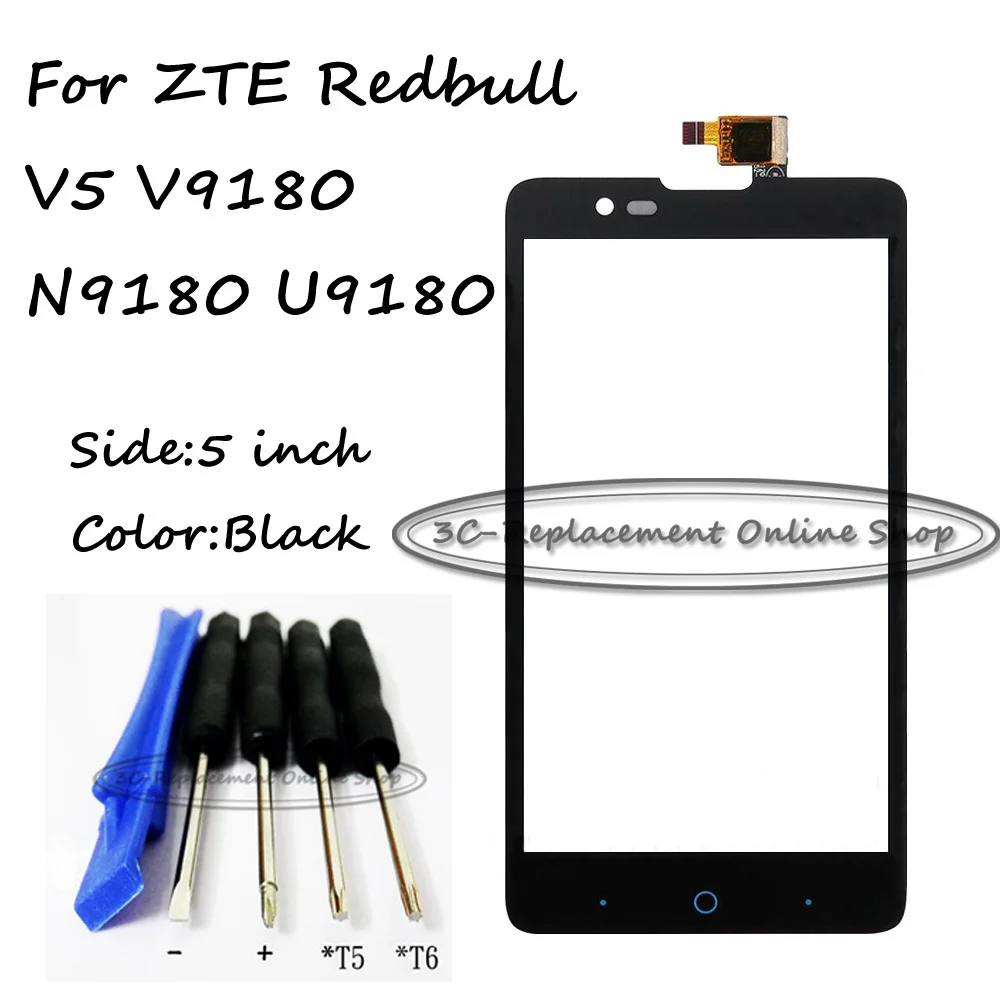 1 шт. Черный сенсорный экран дигитайзер для ZTE Redbull V5 V9180 N9180 U9180 дисплей Бесплатная