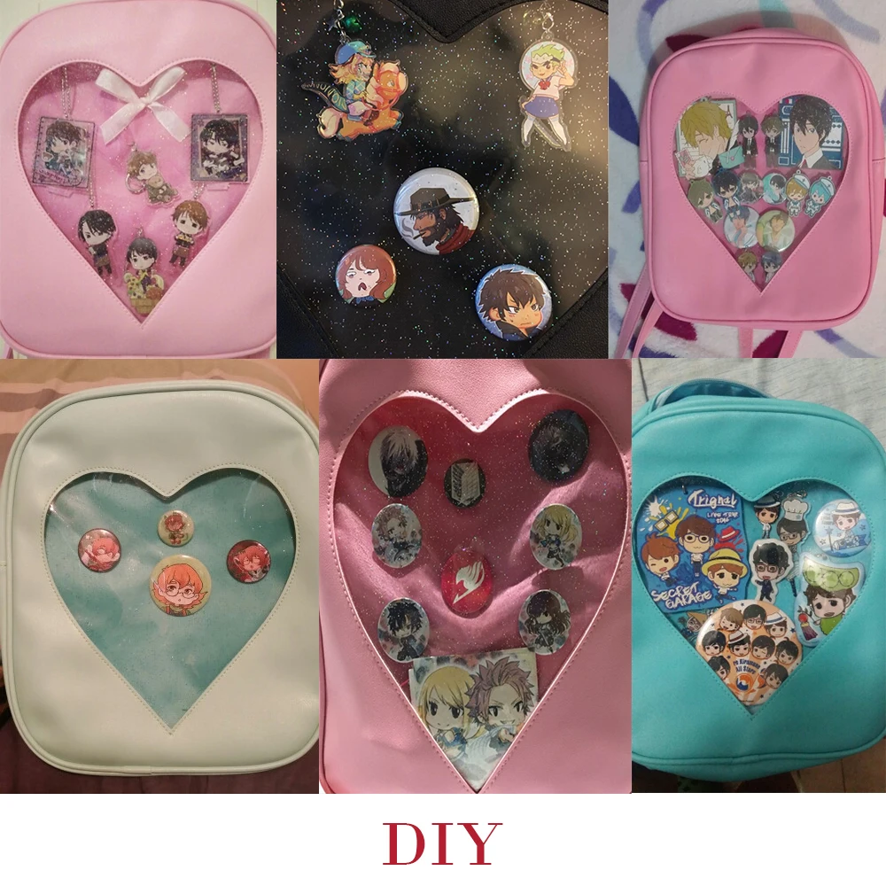 10 шт./лот прекрасный ITA сумка Для женщин рюкзак DIY милые, прозрачные «любящее сердце» Форма школьные рюкзаки для девочек-подростков