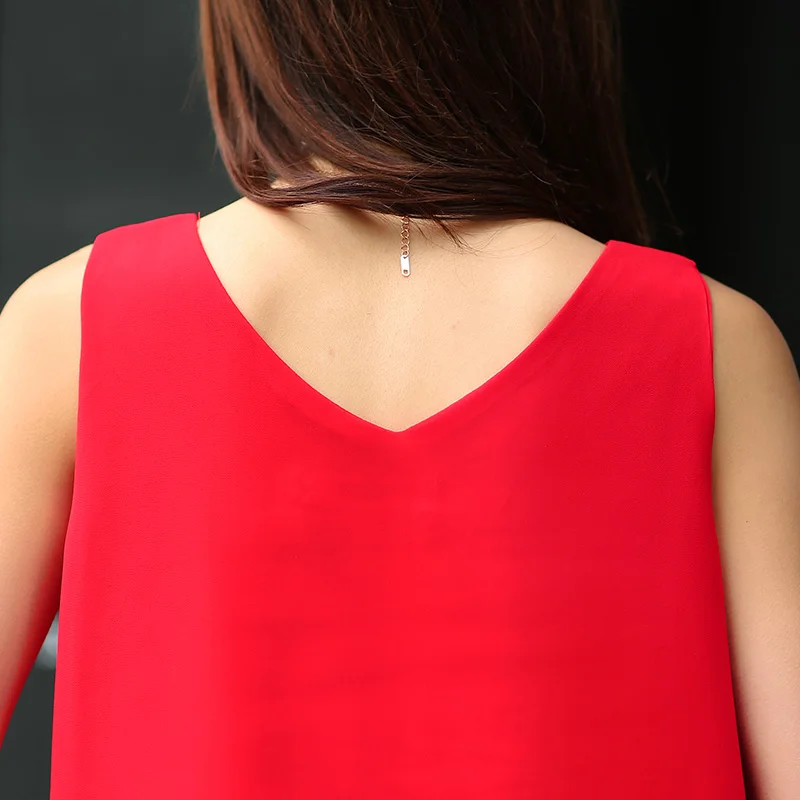 Новинка 2017 женские шифоновые майки летняя стильная блузка сексуальный жилет с V