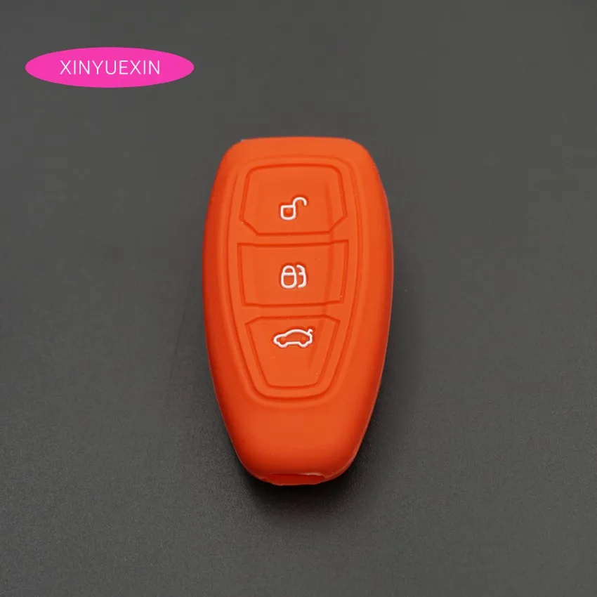 Xinyuexin Silicone Car Key Cover FOB Case For Ford Kuga Focus 3 Ecosport Fiesta Remote Car-styling Interior Accessories | Автомобили и