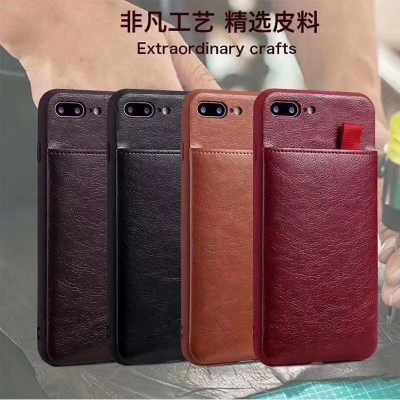 Роскошный модный кожаный чехол с карманом для карт мягкий Apple iphone 6 7 8 9 Plus X XR XS Max