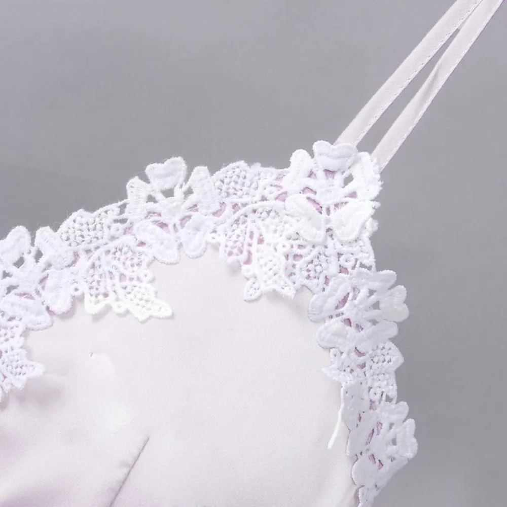 Летнее Новое Стильное кокетливое ночное белье женское шелковое кружевное платье