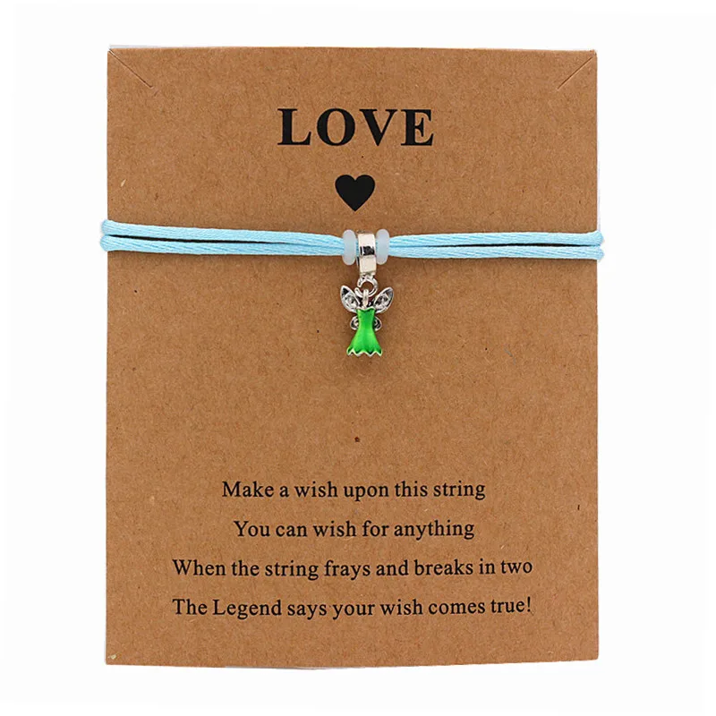 Милый браслет ручной работы с ангелом и крыльями бабочкой пожеланиями ювелирные