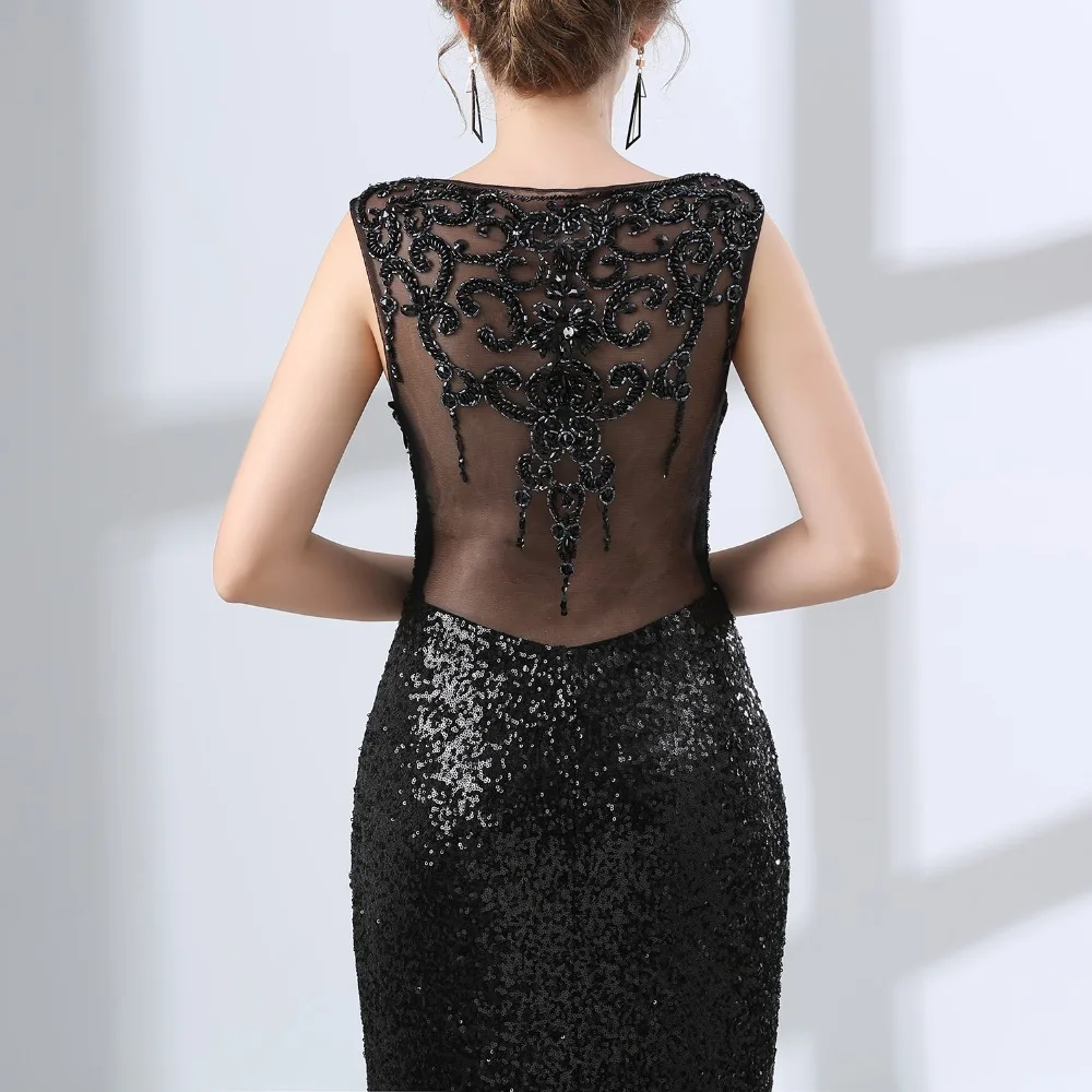 

ANTI Sequin Beading Evening Dress Long 2018 Vestido De Festa Beading Appliques Robe de Soiree Formal Evening party Trumpet