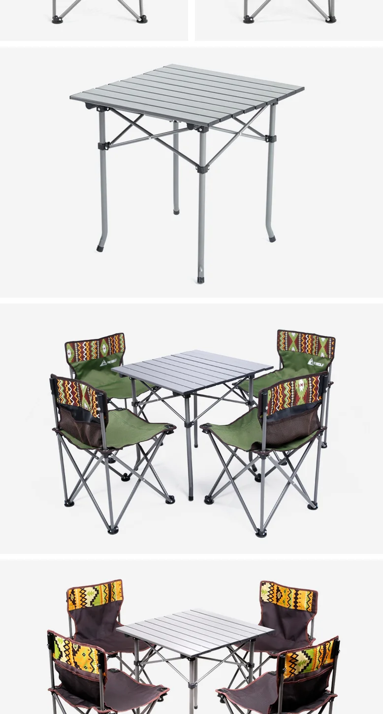 Outdoor Picnic Set Portable Folding Tables and Chairs for Camping Folding Table and Chair Set Foldable Aluminum Table