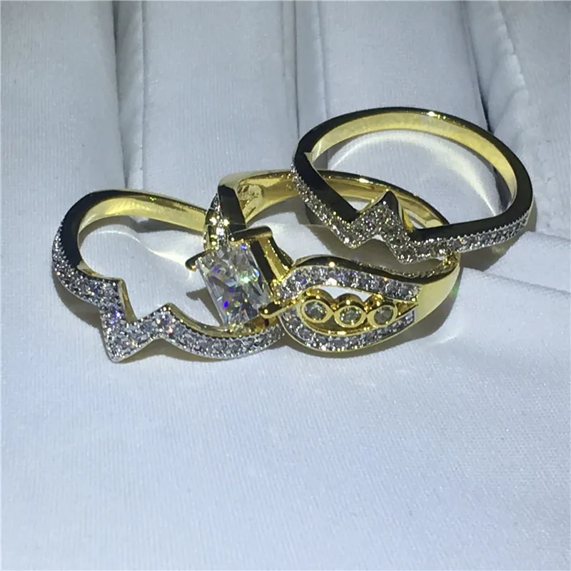 Unique Design ring sets Silver color AAAAA Cz Stone Anniversary wedding band for women Men Party jewelry | Украшения и аксессуары
