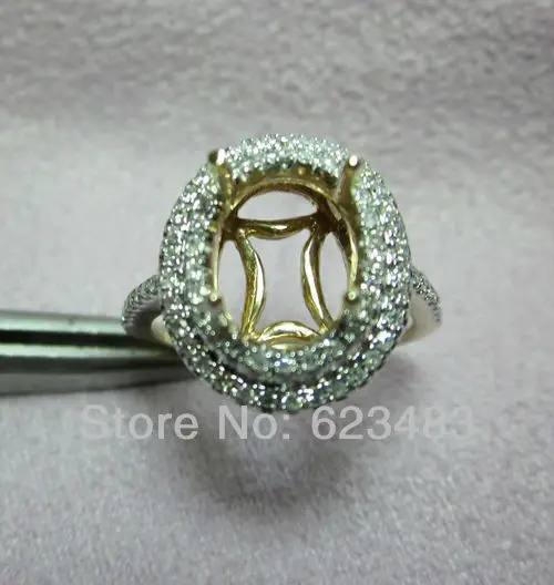 

RINGS 10x12mm Oval SOLID 14k yellow GOLD Natural Diamond SEMI MOUNT
