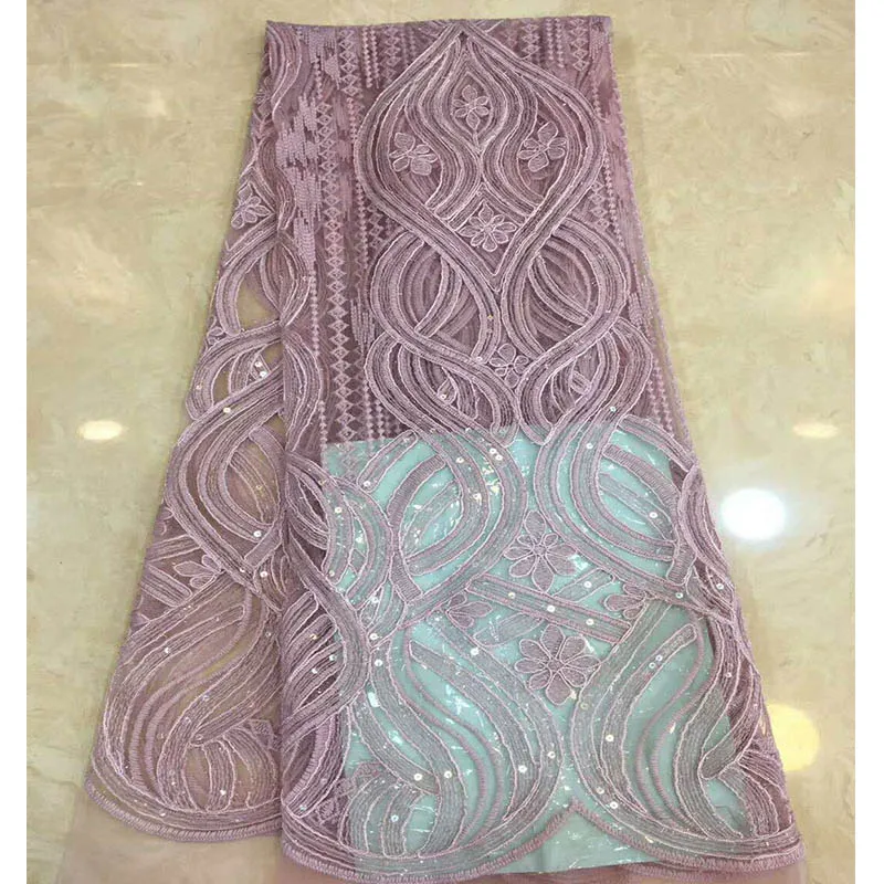 Hot selling Light purple african Sequins swiss voile lace high quality best cotton France fabric for wedding 5 yards/piece |