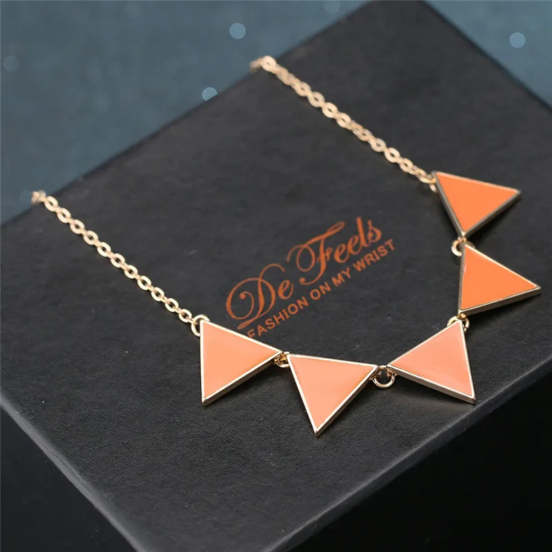 Новый Черный Эмаль геометрический кулон ожерелья для Для женщин Девушка Золотая