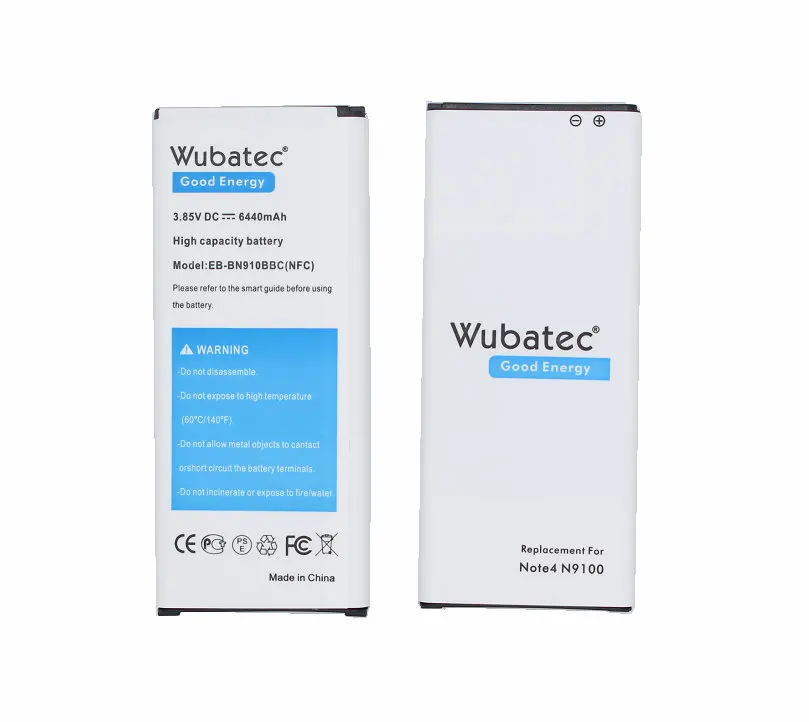 Wubatec 1x Note 4 NFC Battery 6440mAh for Samsung Galaxy Note4 N910F N910C N910V N910T N910G + Case EB-BN910BBE Extended | Мобильные