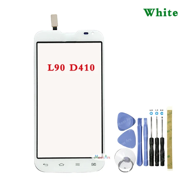 D410 White With Tool Высокое качество 4," для LG L90 D405 D415 и L90 Dual D410 сенсорный экран дигитайзер сенсор внешняя Передняя стеклянная панель объектива - Цвет: D410 White With Tool