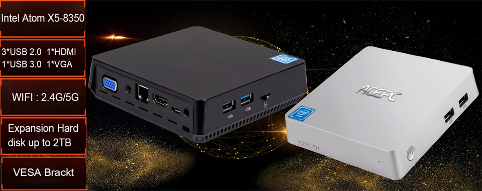 Микро Карманный ПК Z8350 Мини ПК T5 мини-компьютер Intel atom Z8350 4 ядра WiFi2.4G& 5G 4 K Bluetooth 4,0 HDMI HTPC USB PC stick
