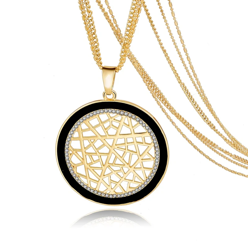 TOUCHEART этническое длинное женское ожерелье золотого цвета круглые Кристальные