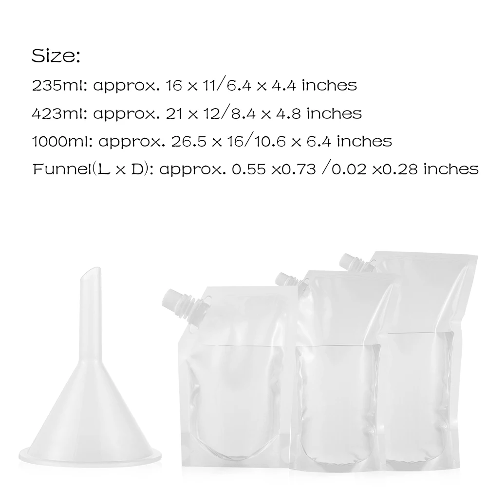 Food Grade Material Spout Pouch Travel Container Juice Stockpile Stand-up Wine Milk Coffee Liquid Flask Storage Bag With Funnel | Дом и сад