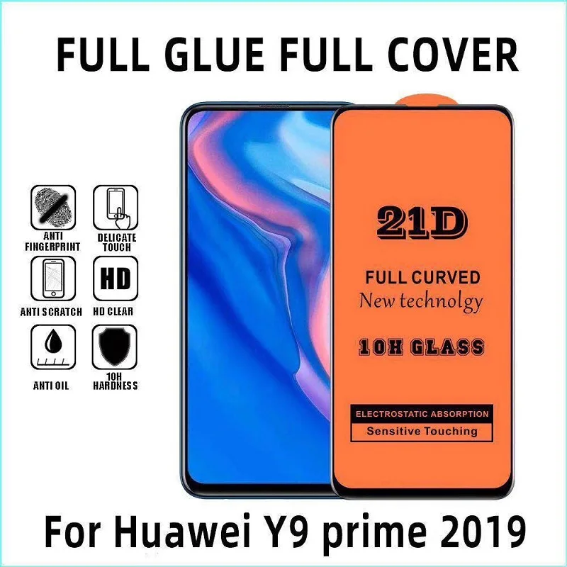 Твердое закаленное стекло 21D для Huawei P40 Y9 2019 Mate30 Lite P smart Y6 Mate20 DHL бесплатно 500