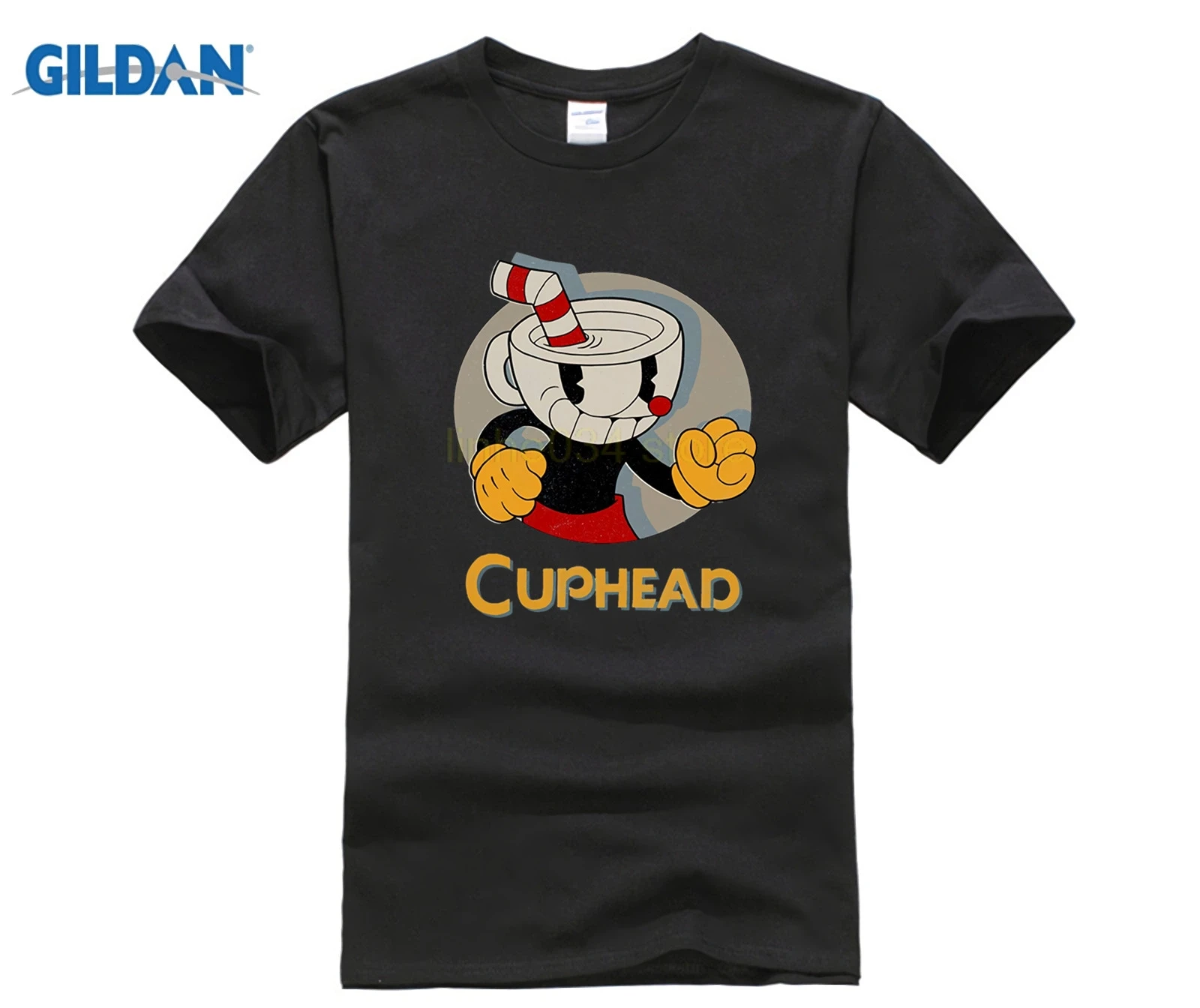 Gildan Cuphead Vintage Circle Boys Graphic T Shirt | Мужская одежда