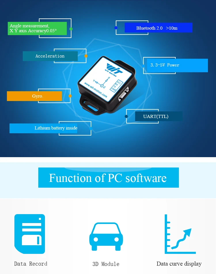 BWT61CL Высокоточный акселерометр Bluetooth+ гироскоп+ угол(XYZ, 100 Гц), 6-Axis MPU6050 AHRS инклинометр, Поддержка PC/Android