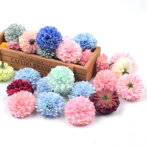 30 шт. 5 см Шелковый Искусственный помпон Гвоздика Цветочная головка Гортензия свадебное украшение для дома DIY Скрапбукинг Ремесло поддельные цветы