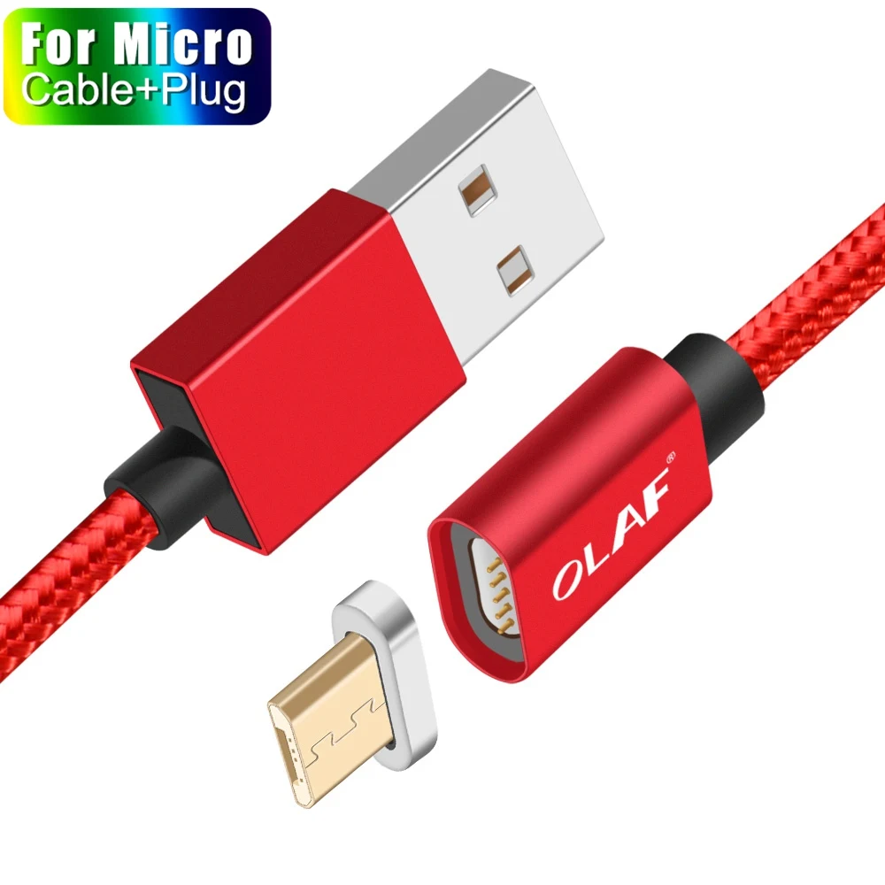 Red Micro Cable Олаф магнитное зарядное устройство usb type C Micro USB кабель провод для быстрой зарядки штекер type-C Магнитный кабель для iPhone samsung Xiaomi huawei - Цвет: Red Micro Cable