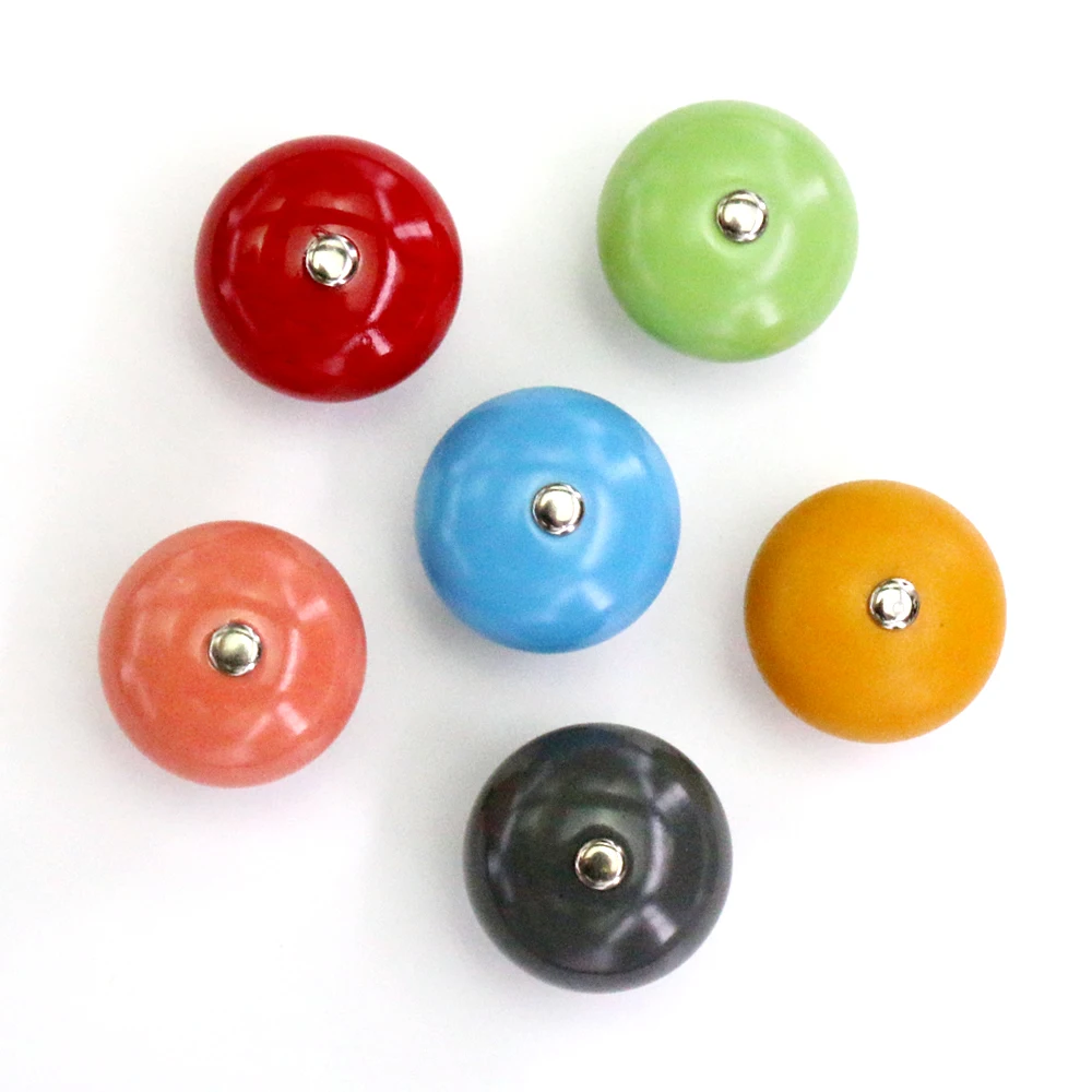 Круглая Керамическая цветная ручка для шкафа 1 шт. 40 мм|Ручки шкафа| |