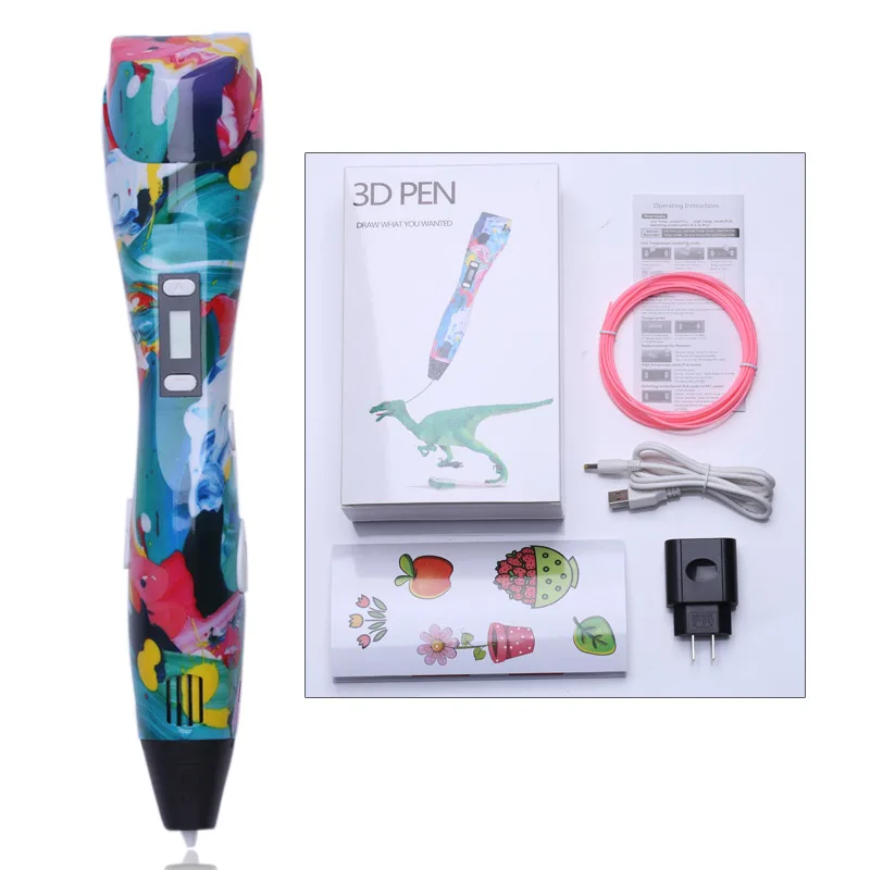 Only Pen Новая модель 3d Волшебное перо, печатающая 3d-ручка, набор, ручки для рисования с 100 м 10 цветов сменным пла-пластиковым наполнением, для подарка на день рождения - Цвет: Only Pen