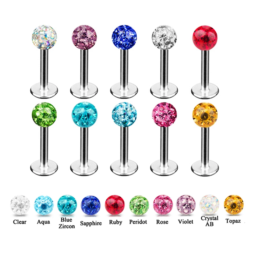 10 шт. Разноцветные серьги гвоздики с фианитом|lip stud|piercing body jewelrybody jewelry |