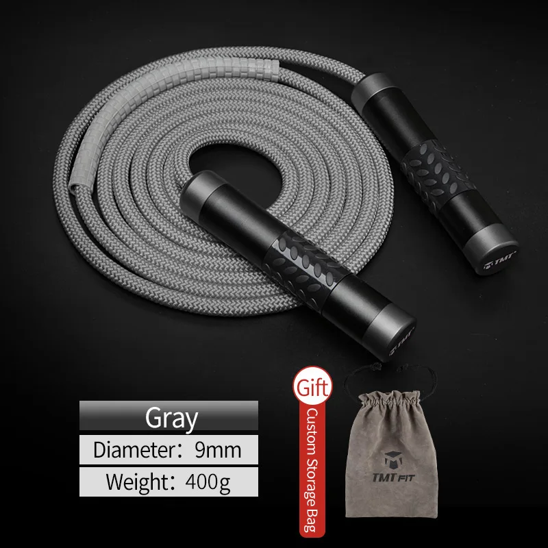 Gray - 9mm TMT Утяжеленная Скакалка для кроссфита, ручка из алюминиевого сплава для занятий фитнесом и боксом, регулируемая, 3 м, скоростная скакалка - Цвет: Gray - 9mm