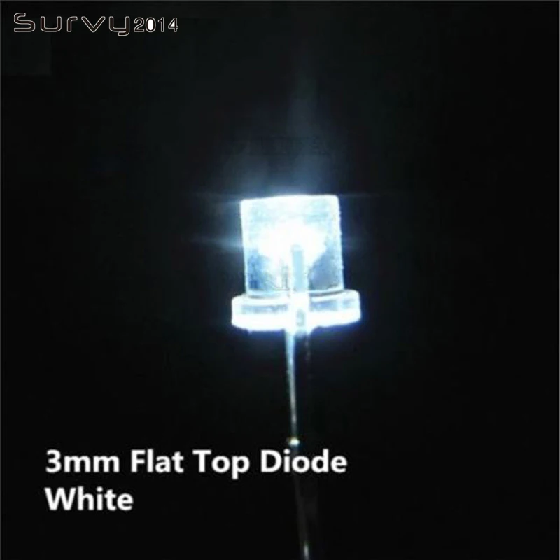 50PCS White F3 50/100 шт F3/F5 светодиодный 3 мм, 5 мм, с плоским верхом желтый/синий/зеленый/красный/белый Цвет прозрачный Широкий формат светильник - Цвет: 50PCS White F3