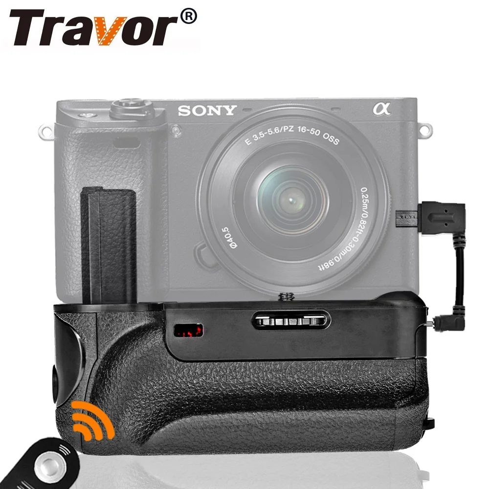 Travor Вертикальная Батарейная ручка для SONY A6300 беззеркальная цифровая камера Батарейная ручка подарок ИК пульт дистанционного управления работа с NP-FW50