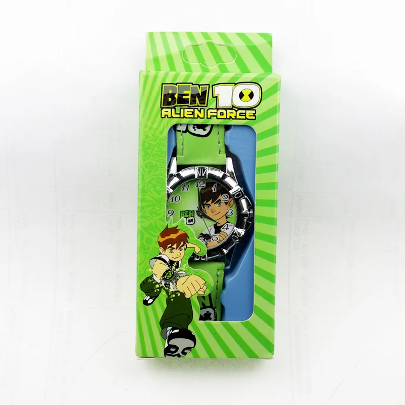 ben 10 Green Детские часы с Бэтменом из мультфильма Человек-паук Бен 10 Supreman детские часы для мальчиков с кожаным ремешком кварцевые часы Reloj Nino подарок для мальчика - Цвет: ben 10 Green