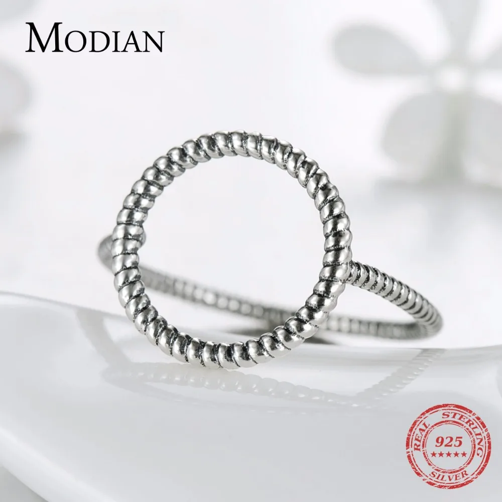 Modian, новая мода, простые винтажные вечерние кольца, классические, настоящие 925 пробы, серебряные, вечерние кольца на палец для женщин, подарок