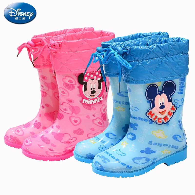 Новинка 2019 детские Нескользящие ботинки disney Детские хлопковые сапоги для дождя