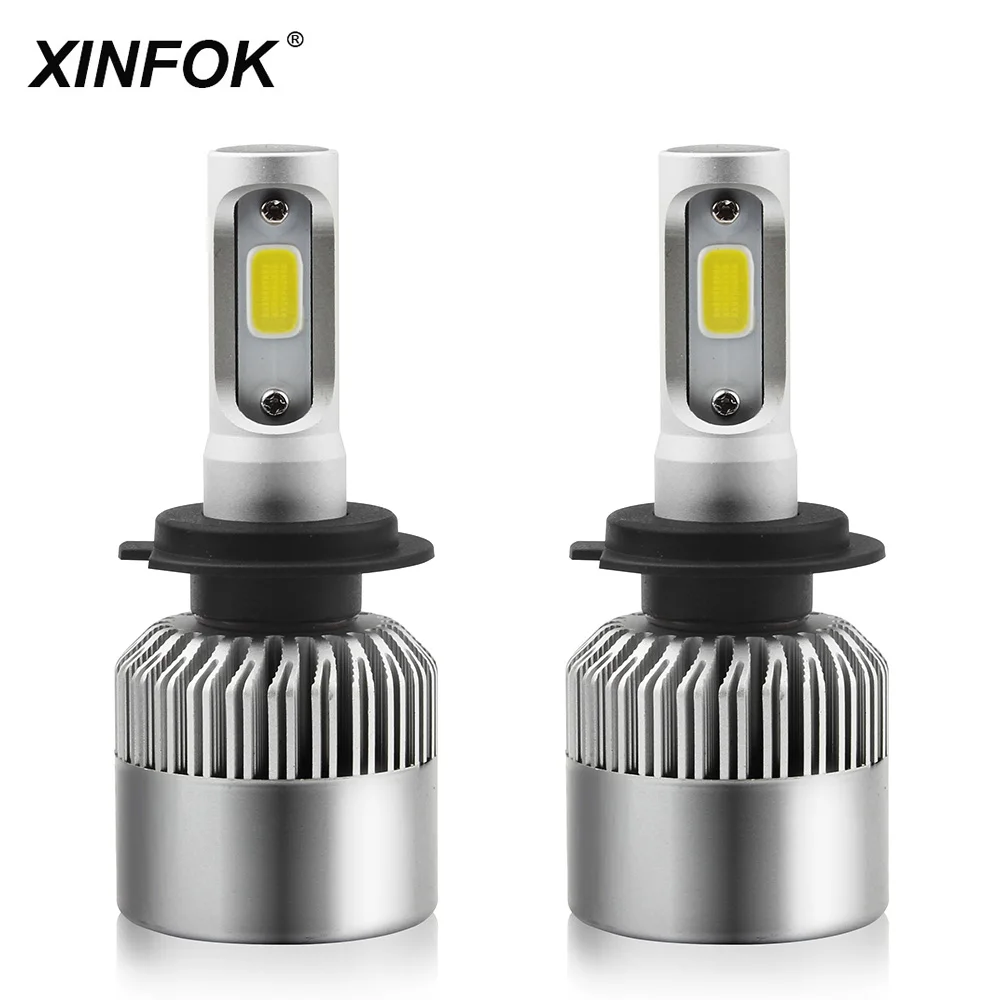 XINFOK 2 шт. H4 H7 светодиодный H11 H8 9006 HB4 H1 H3 HB3 H9 H27 72 Вт белый 6000 К Автомобильные фары