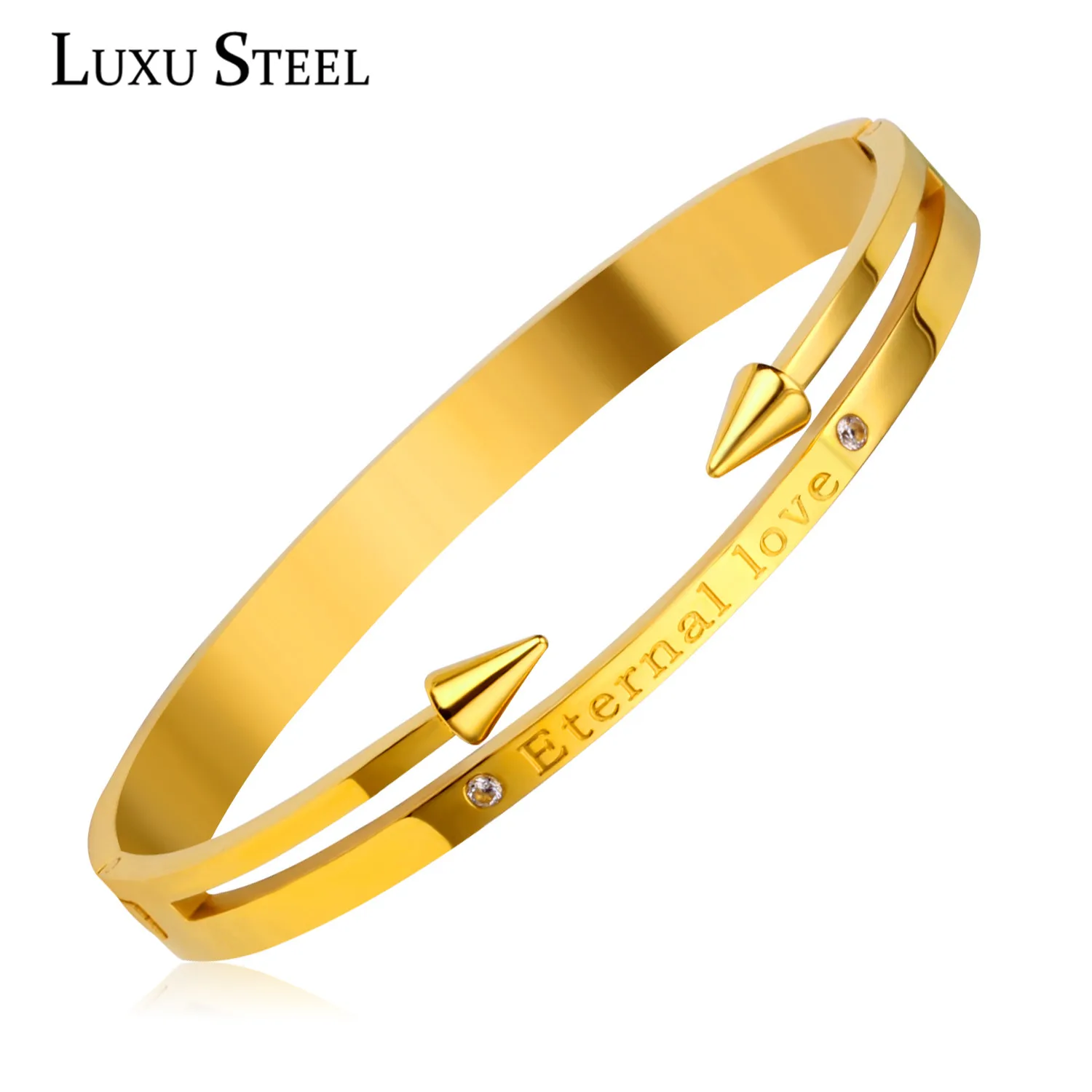 

LUXUSTEEL стрелы дизайн и вечная любовь модный браслет из нержавеющей стали очарование Кристалл Браслеты для женщин Свадебные ювелирные издели...