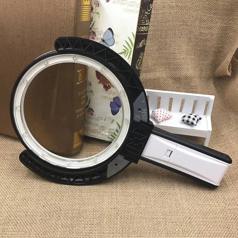 AIBOULLY 3B-2C Desktop Learning Magnifier 5 Times Miniature Embroidery Tool with LED Lights Nail Lamp Foldable Portable Tools |
