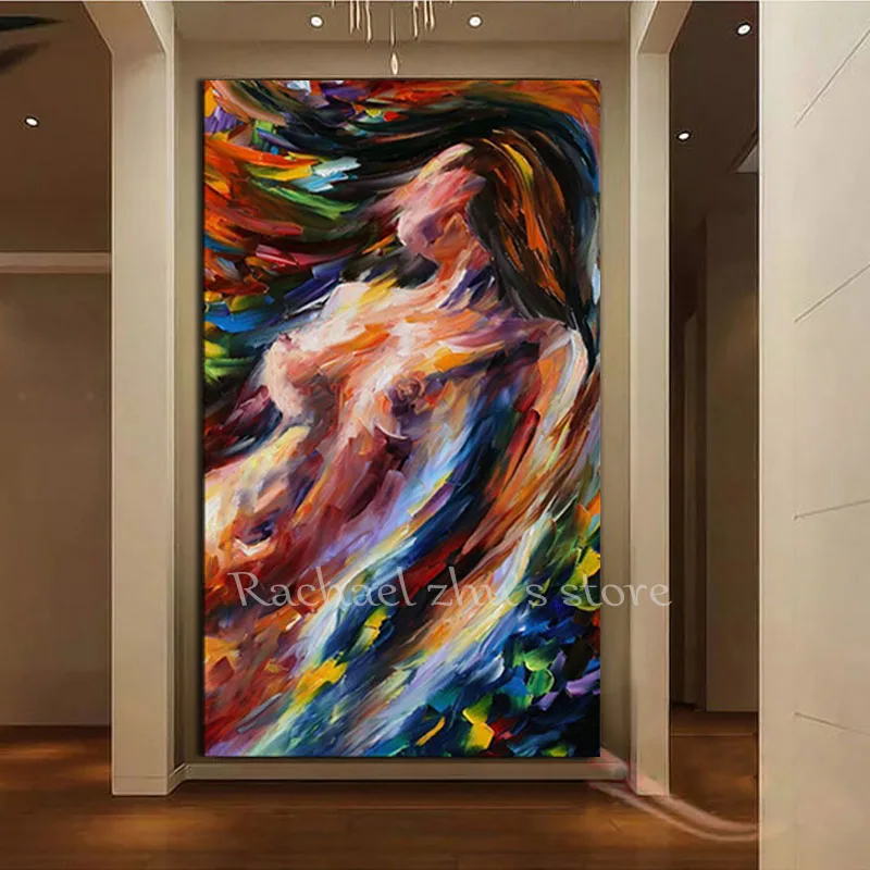 

Hand Painted Modern Abstract Nude Girl Oil Paintings On Canvas Palette Knife Art Pictures Wall For Living Room Home Decoration