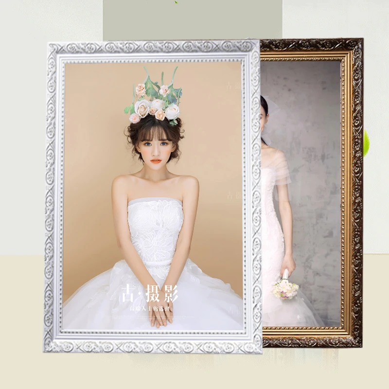 DIY художественная Европейская твердая деревянная фоторамка A3 A4 Свадебная фоторамка с памятью украшение стола подвесная настенная фоторамка на заказ