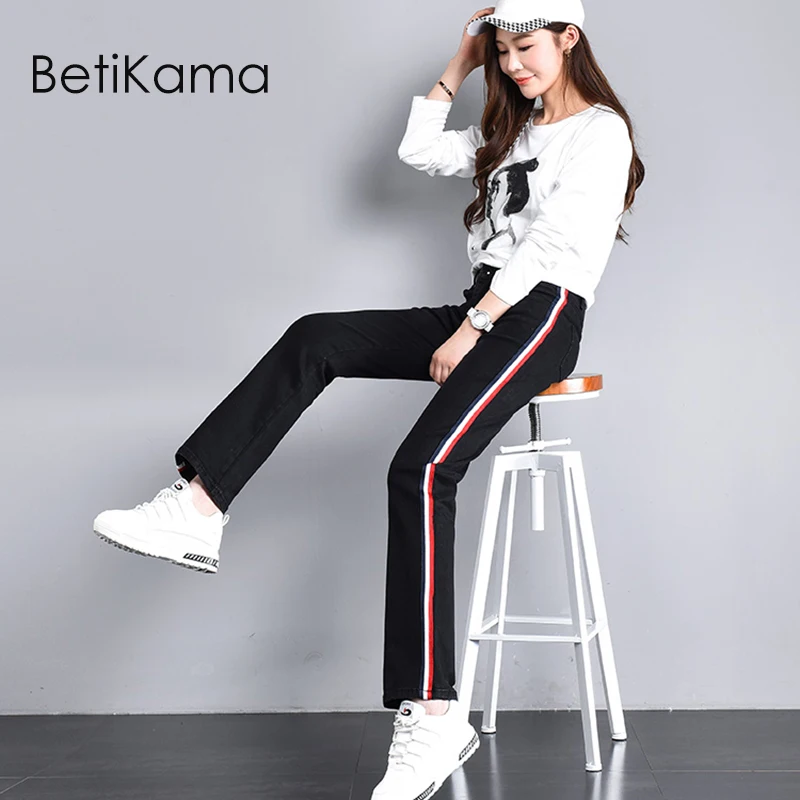BetiKama высокие женские джинсы для женщин зимние теплые толстые бархатные девушек