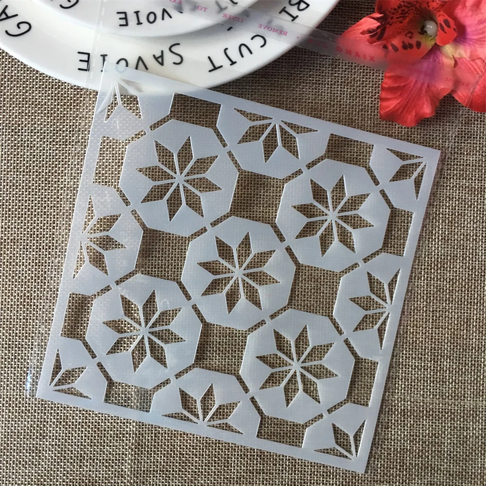6 &quotЦветочная сетка DIY многослойные трафареты настенная живопись раскраска для