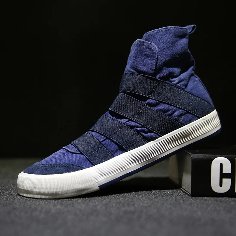 New Cool Denim High Top Men Shoes Breathable Casual Canvas Slip Ons 2022 Autumn Fashion Flats Zapatillas Hombre | Обувь