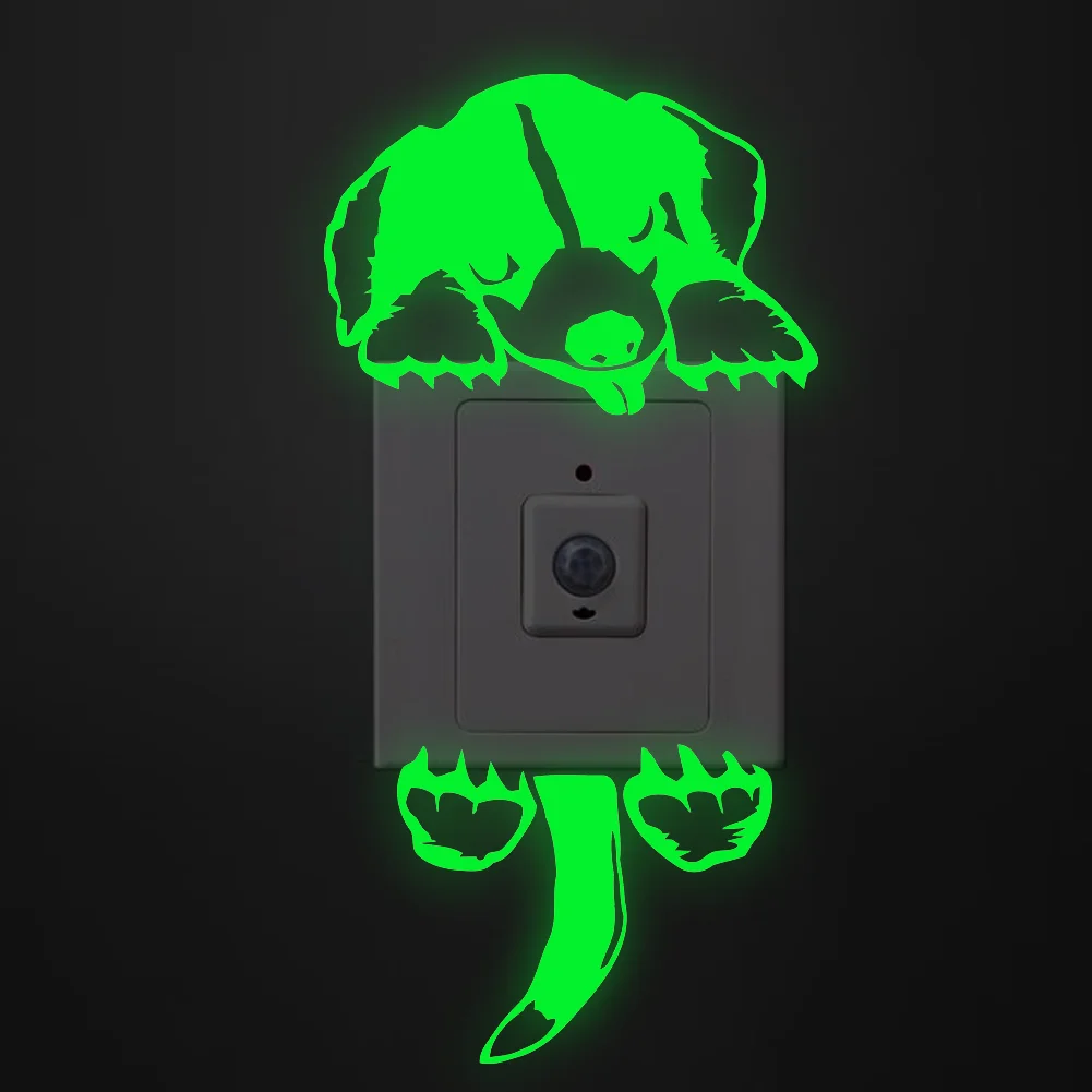 

Luminous Swith stickers stickerBedroom Wall Decoration Switch Vinyl Art Mural Decor Cartoon dog Wall Sticker