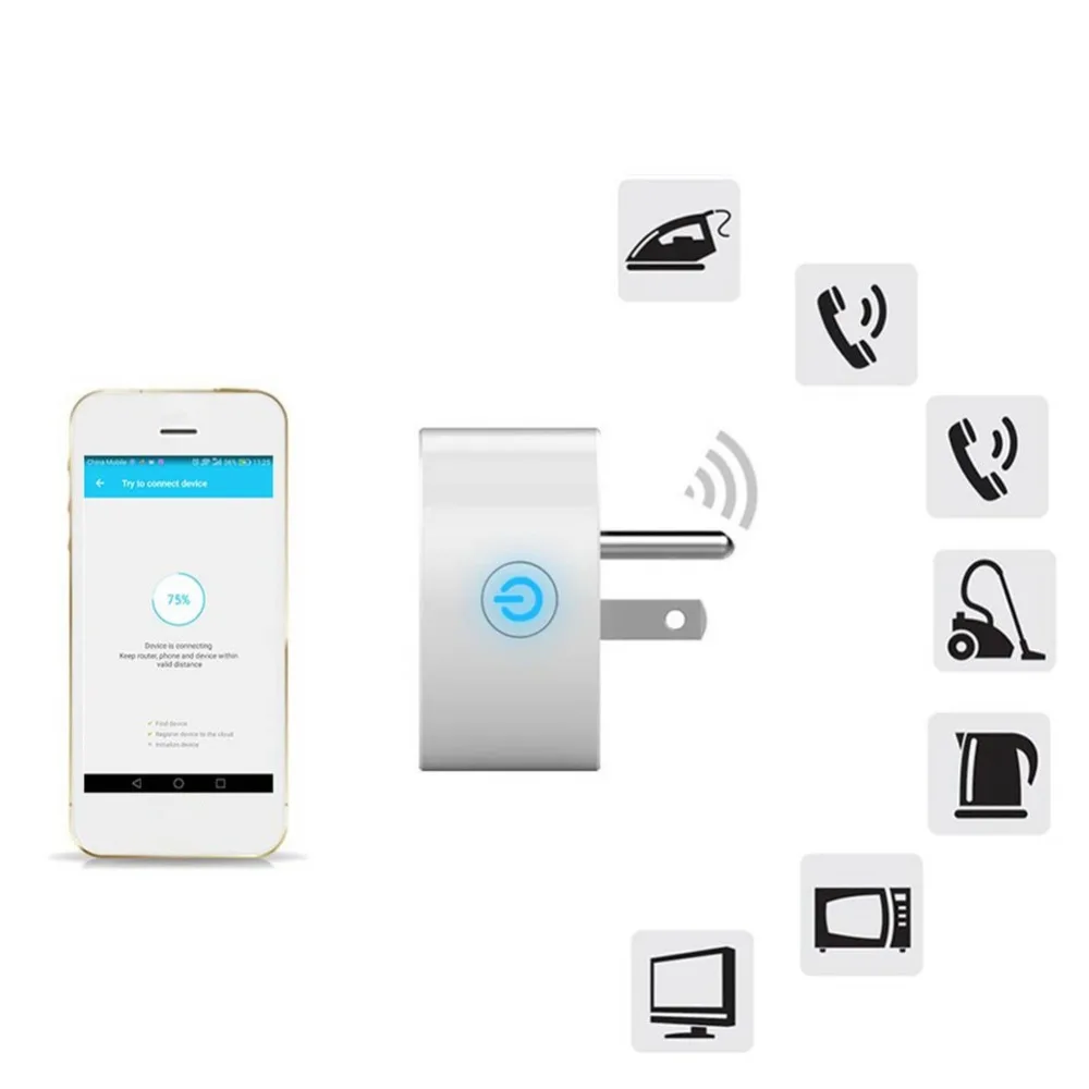 Мини умная розетка Wifi электрическая розетка таймер США штекер Wifi Пульт дистанционного управления блок питания переключатель синхронизации вилки адаптер