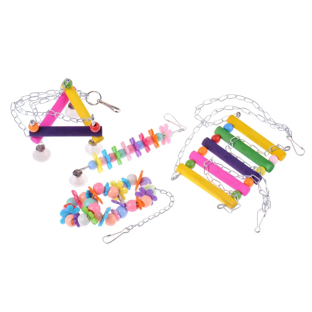 1 шт. Птица Попугай красочная деревянная подставка лестница для лазания игрушка