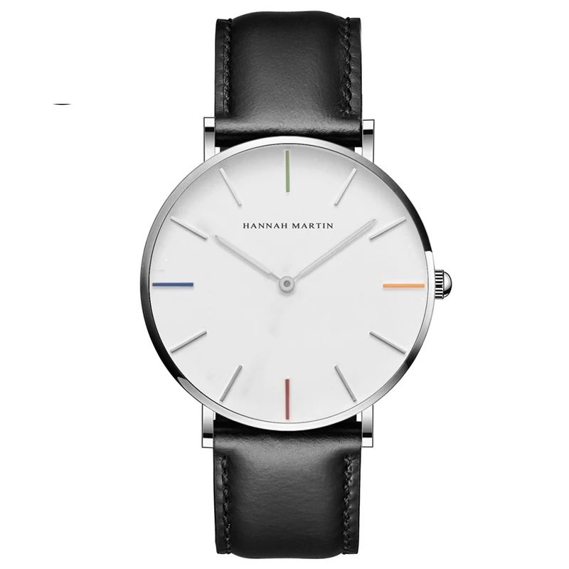 Black Silver 40 мм японские Move Мужские t Мужские Женские часы водонепроницаемые студенческие модные коричневые повседневные трендовые женские кварцевые новые часы - Цвет: Black Silver