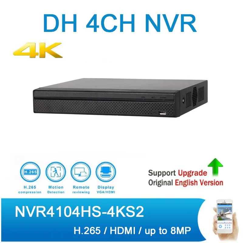 DH 4CH NVR NVR4104HS 4KS2 H.265 8MP Разрешение 80 Мбит/с видеонаблюдения сети видео Регистраторы